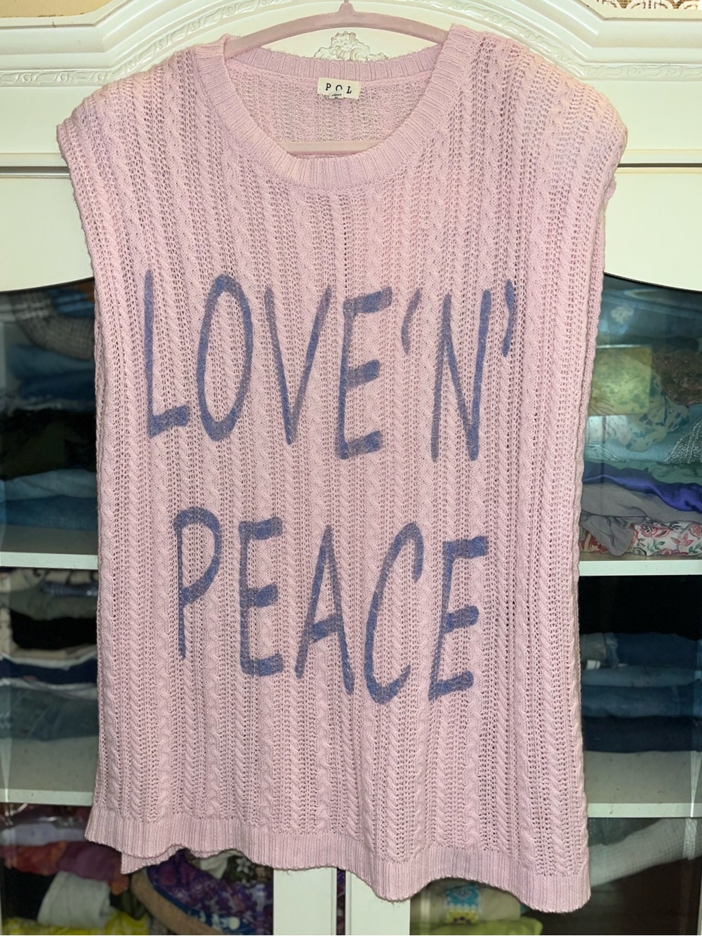 💗POL Knit Sleeveless "Love 'N' Peace" with awesome micro shoulder pad detail!